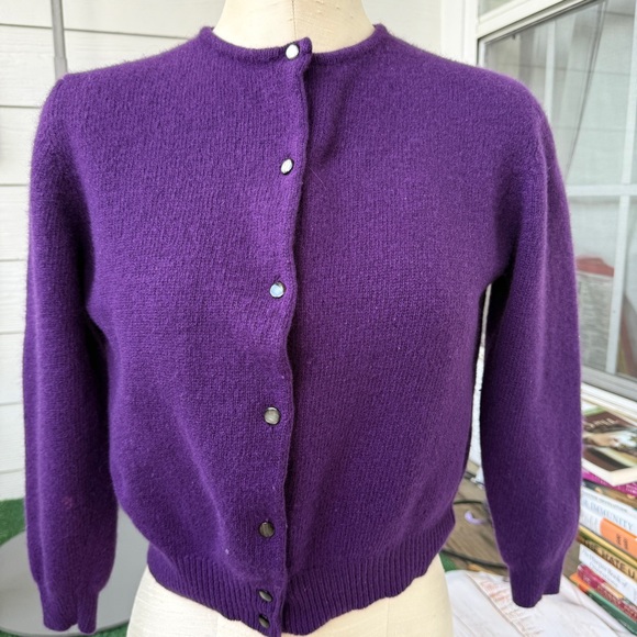 GAP • Vintage Y2K Cardigan Sweater – Purple Lambswool Knit – Youth/Teen M - Picture 1 of 7